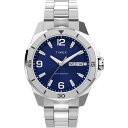 Timexタイメックス メンズ エセックス 46mm ウォッチ ブラック リンク ブレスレット ブラック ダイアル シルバートーン ケース