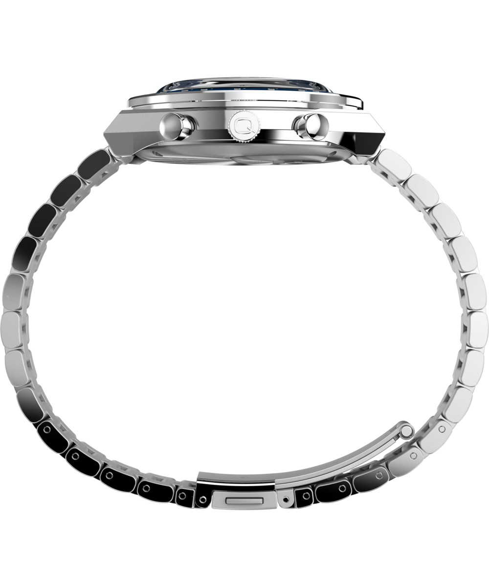Timexタイメックス メンズ Q 40mm ウォッチ ステンレススチール ブレスレット ブルー ダイヤル ステンレススチール ケース
