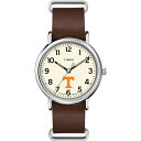 Timexタイメックス メンズ カレッジエイト ウィークエンダー 40mm ウォッチ テネシー ボランティアーズ ブラウン 本革 スリップスルー ストラップ