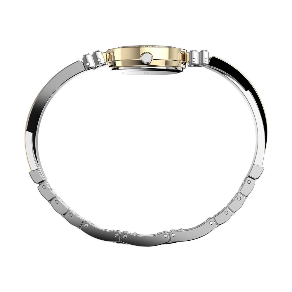 Timexタイメックス レディース ドレス 25mm 自動調整ブレスレットウォッチ ツートーン ブレスレット マザーオブパール ダイヤル ツートーン ケース