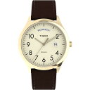 Timexタイメックス メンズ モダン イージーリーダー 40mm ウォッチ ブラウン ストラップ クリーム ダイアル ゴールドトーン ケース