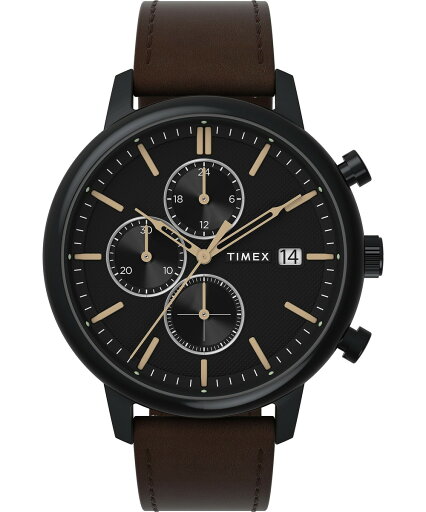 Timexタイメックス メンズ シカゴ 45mm ウォッチ ブラウン ブレスレット ブラック ダイヤル ブラック ケース Timexタイメックス メンズ シカゴ 45mm ウォッチ ブラウン ブレスレット ブラック ダイヤル ブラック ケース