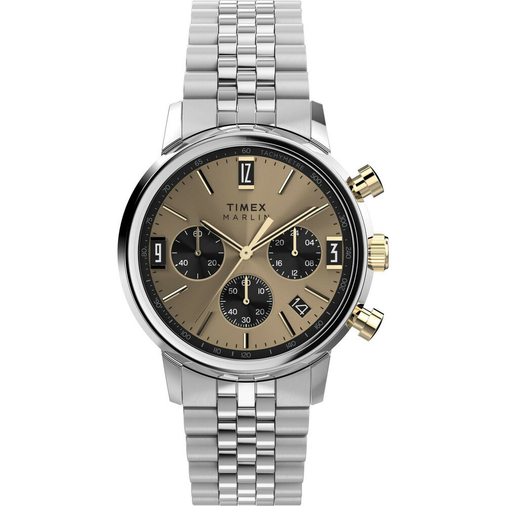 Timexタイメックス メンズ マーリン クォーツ クロノグラフ 40mm 腕時計 ステンレススチール ブレスレット シャンパンダイヤル ツートン ケース