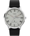 Timexタイメックス メンズ ウォーターベリー クラシック 40mm 腕時計 ブラック ストラップ グレー ダイヤル ステンレススチール ケース