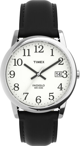 Timex T2H281 Easy Reader 35mm ブラックレザーストラップ腕時計 Timex T2H281 Easy Reader 35mm ブラックレザーストラップ腕時計