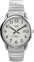 Timex メンズ Easy Reader 35mm 腕時計 シルバートーンケース ホワイトダイアル シルバートーンテーパードエクスパンションバンド