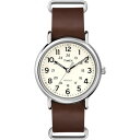 Timex ユニセックス T2P495 Weekender 40mm ブラウンレザースリップスルーストラップ腕時計