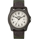 Timex メンズ T49101 Expedition Camper グリーンナイロン/レザーストラップ腕時計