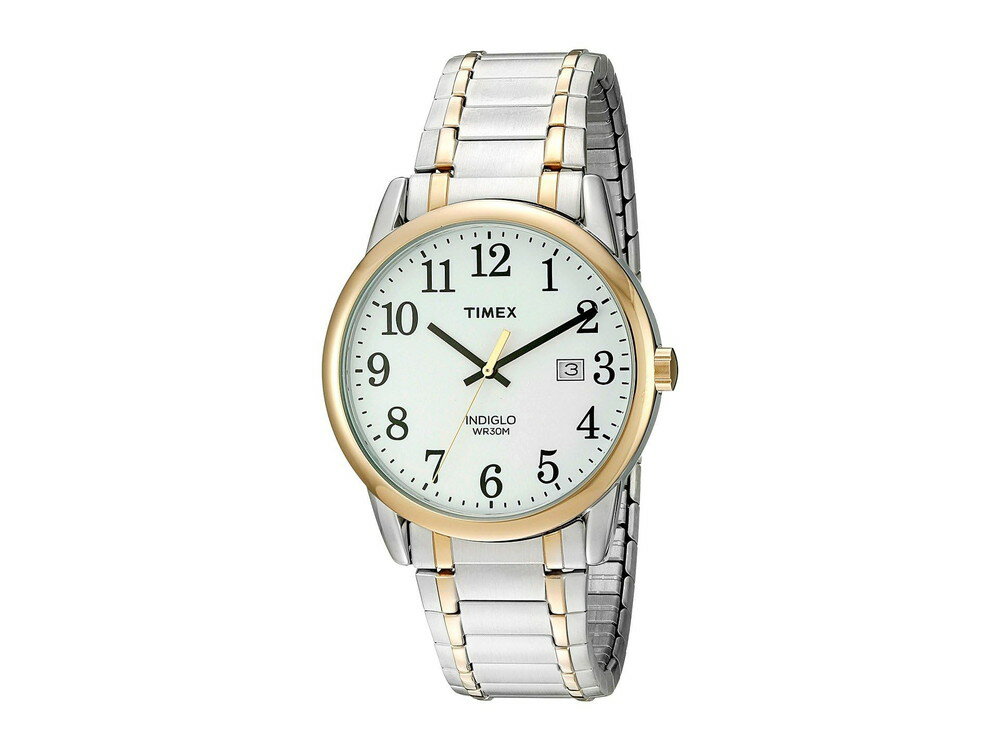 Timex メンズ Easy Reader 38mm 腕時計 ツートーンケース ホワイトダイアル ツートーンステンレススチールエクスパンションバンド