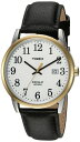 Timex メンズ Easy Reader クォーツ 真鍮レザー カジュアルウォッチ カラー:ブラック (モデル: TW2R300009J)