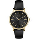 Timex レディース TW2R36400 Metropolitan Skyline ブラック/ゴールドトーン レザーストラップ腕時計