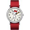 TIMEX ユニセックス TW2R41400 Weekender 38mm Peanuts スヌーピー ナイロンスリップスルーストラップ腕時計