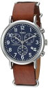 Timex Weekender Chrono クォーツアナログ腕時計 レザーストラップ ブラウン/シルバー/ブルー 40mm (型番: TW2R63200)