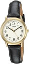 Timex レディース Easy Reader 30mm 腕時計 ゴールドトーンケース クリームダイアル ブラッククロコレザーストラップ