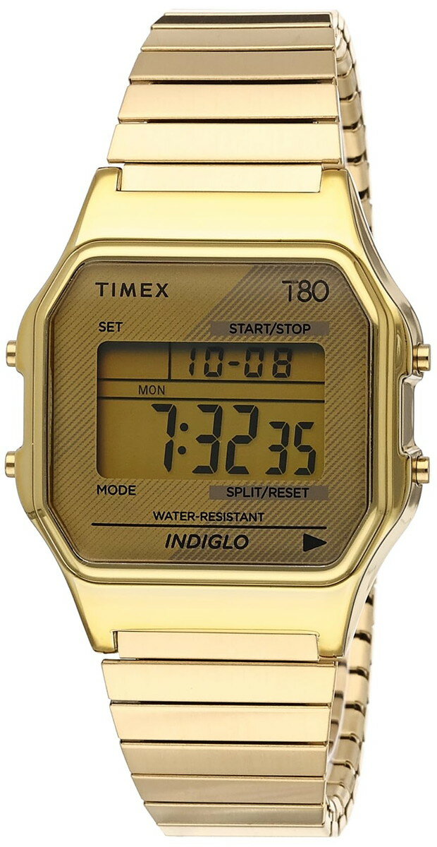 Timex T80 34mm 腕時計 ゴールドトーン ステンレススチールエクスパンションバンド