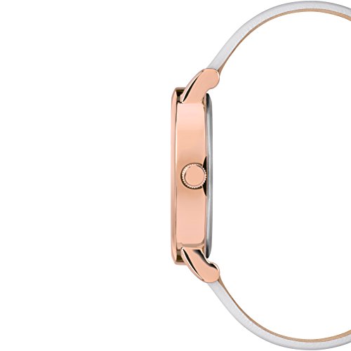 Timex レディース Crystal Opulence 38mm ドレスウォッチ - ローズゴールドトーンケース ホワイトダイアル ホワイト本革ストラップ