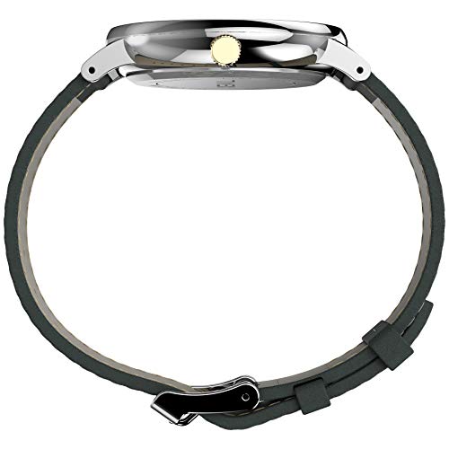 Timex メンズ Southview 41mm 腕時計 - シルバートーンケース ホワイトダイアル グレーレザーストラップ