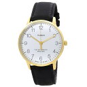 Timex メンズ Waterbury Classic 40mm 腕時計 ステンレススチールケース ホワイトダイアル ブラック本革ストラップ