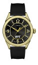 Timex UFC メンズ アテナ 42mm ウォッチ - ブラックストラップ ブラックダイヤル ゴールドトーンケース