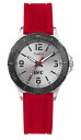 Timex UFC メンズ ゲーマー 42mm ウォッチ - レッドストラップ シルバートーンダイヤル シルバートーンケース