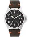 Timex メンズ Expedition North Field Solar 41mm 腕時計 - ブラウンストラップ ブラックダイアル ステンレススチールケース