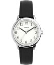 Timex レディース Easy Reader 30mm 腕時計 ブラックストラップ ホワイトダイアル シルバートーンケース