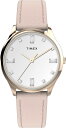 Timex レディース Modern Easy Reader 32mm 腕時計 - ピンクストラップ ホワイトダイアル ローズゴールドトーンケース