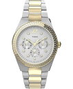 Timex レディース Simone マルチファンクション 38mm 腕時計 - ツートーンブレスレット シルバートーンダイアル ツートーンケース
