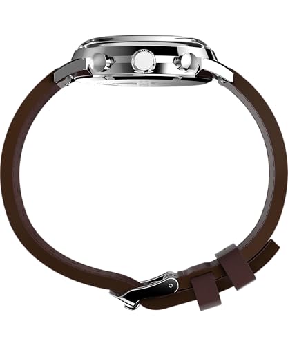 Timex メンズ Marlin 40mm 腕時計 ブラウンストラップ ブルーダイアル ステンレススチールケース