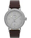 Timex メンズ Waterbury Traditional 40mm 腕時計 ブラウンストラップ シルバートーンダイアル シルバートーンケース