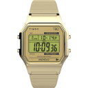 Timex ユニセックス T80 34mm 腕時計 ゴールドトーンエクスパンションバンド デジタルダイアル ゴールドトーンケース