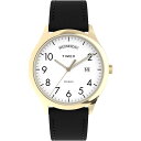 Timex メンズ Modern Easy Reader 40mm 腕時計 - ブラックストラップ ホワイトダイアル ゴールドトーンケース