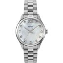 Timex レディース Legacy 34mm 腕時計 シルバートーンブレスレット マザーオブパールダイアル シルバートーンケース