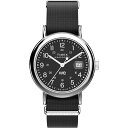 Timex ユニセックス Weekender 37mm 腕時計 - ブラックストラップ ブラックダイアル シルバートーンケース