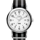 Timex メンズ Weekender 40mm 腕時計 グレーストラップ ホワイトダイアル シルバートーンケース