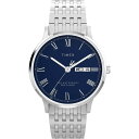 Timex メンズ Waterbury Classic 40mm 腕時計 - ステンレススチールブレスレット ブルーダイアル ステンレススチールケース