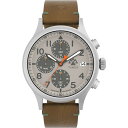 Timex メンズ エクスペディション シエラ クロノグラフ 42mm ウォッチ - ブラウンストラップ グレーダイヤル ステンレススチールケース