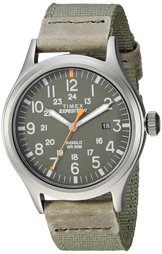 Timex メンズ Expedition Scout 40mm 腕時計 グレーケース グリーンダイアル グリーンファブリックストラップ Timex メンズ Expedition Scout 40mm 腕時計 グレーケース グリーンダイアル グリーンファブリックストラップ