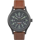 Timex メンズ TW4B18400 Expedition Scout Solar 40mm ブラウン/ガンメタル レザーストラップ腕時計