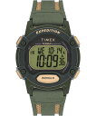 Timex メンズ Expedition CAT5 41mm 腕時計 - グリーンストラップ デジタルダイアル グリーンケース