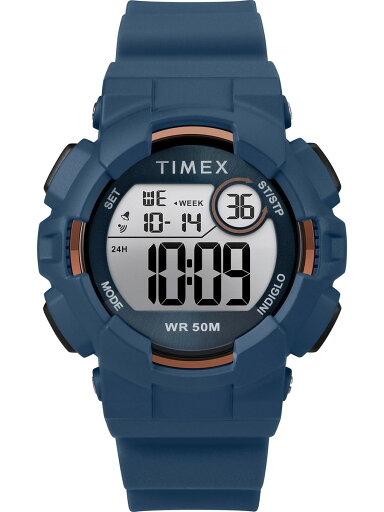 Timex ユニセックス TW5M23500 DGTL Mako Digital 44mm ブルー/ゴールドトーン シリコンストラップ腕時計 Timex ユニセックス TW5M23500 DGTL Mako Digital 44mm ブルー/ゴールドトーン シリコンストラップ腕時計
