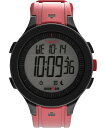 Timex ユニセックス Ironman Triathlon T200 42mm 腕時計 - レッドストラップ デジタルダイアル ブラックケース