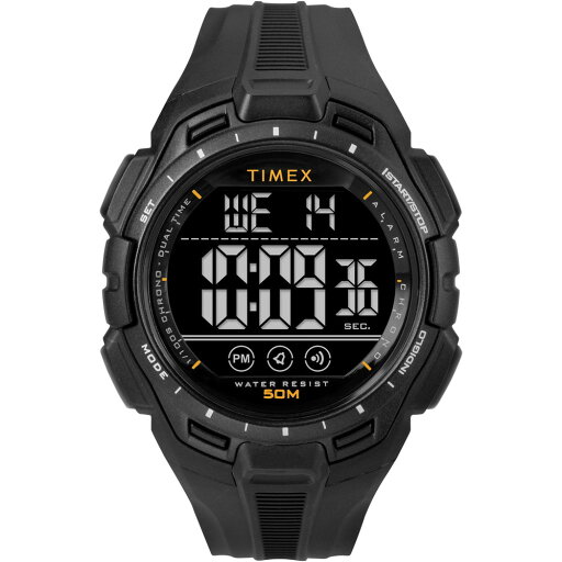 Timex メンズ Digital 43mm 腕時計 ブラックバンド デジタルダイアル ブラックケース Timex メンズ Digital 43mm 腕時計 ブラックバンド デジタルダイアル ブラックケース