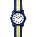 Timex TIME Machines 29mm ブルー/イエローストライプ エラスティックファブリック キッズ腕時計