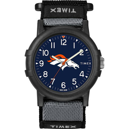 Timex NFL Recruit 38mm 腕時計 Denver Broncos ブラックファブリックストラップ Timex NFL Recruit 38mm 腕時計 Denver Broncos ブラックファブリックストラップ