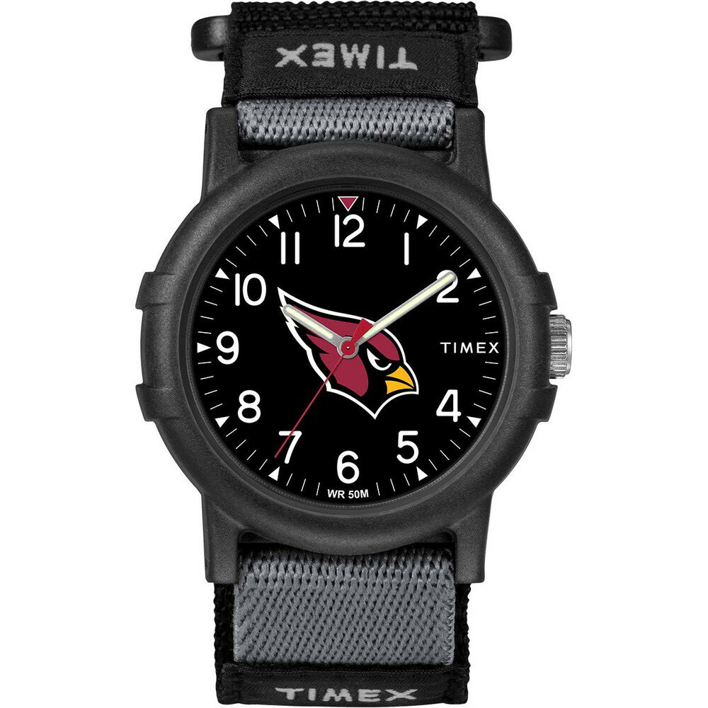 Timex NFL Recruit 38mm 腕時計 Arizona Cardinals ブラックファブリックストラップ