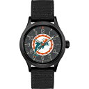 Timex メンズ NFL Scout 40mm 腕時計 - Miami Dolphins ブラックファブリックストラップ