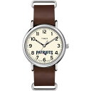 Timex Tribute メンズ NFL Weekender 40mm 腕時計 New England Patriots ブラウン本革スリップスルーストラップ