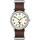 Timex Tribute メンズ NFL Weekender 40mm 腕時計 Houston Texans ブラウン本革スリップスルーストラップ