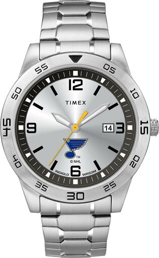 Timex Tribute メンズ NHL Citation 42mm 腕時計 - Saint Louis Blues ステンレススチールエクスパンションバンド Timex Tribute メンズ NHL Citation 42mm 腕時計 - Saint Louis Blues ステンレススチールエクスパンションバンド